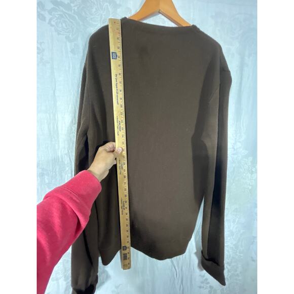 VTG Sears Cardigan Sweater 2X TALL Brown Dragon Applique V Neck Orlon Acrylic - Picture 9 of 10